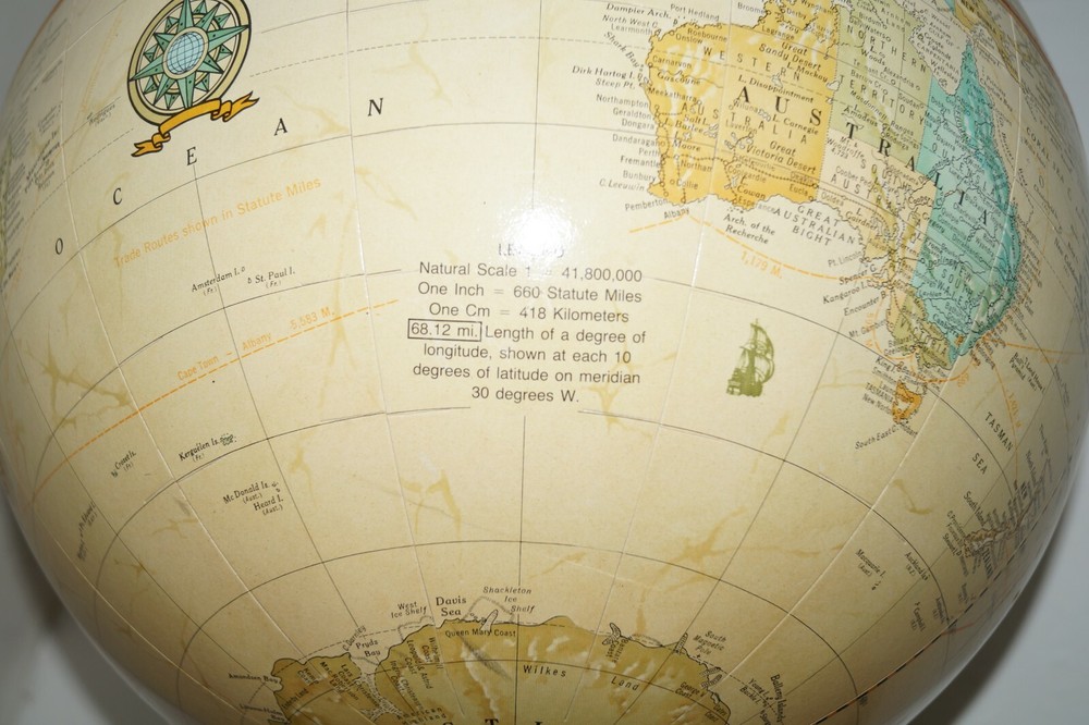 Vintage Cram's Imperial 12" World Globe EUC