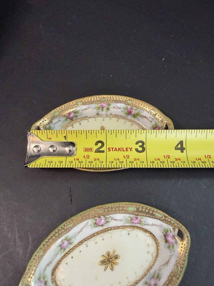 Antique Hand Painted Nippon Celery dish, open Salt Cellars Morimura