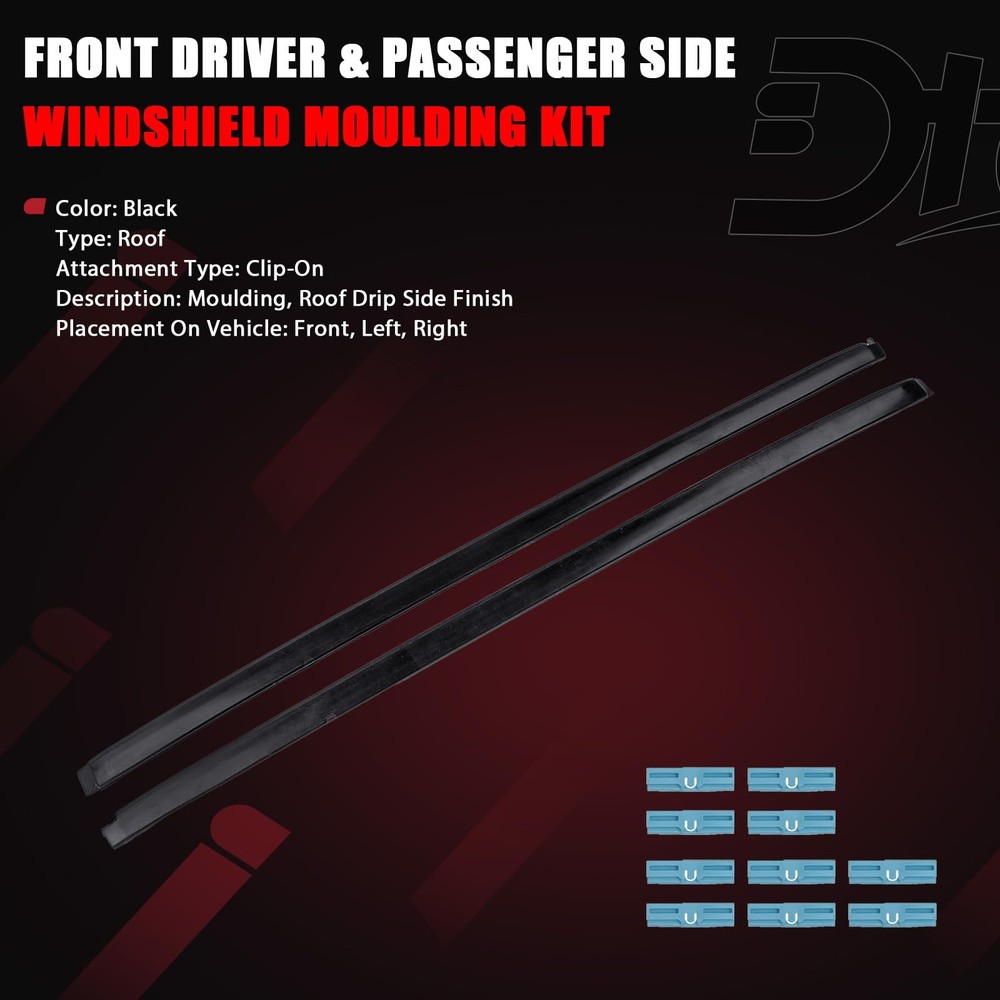 Front Driver & Passenger Side Windshield Moulding Kit Compatible with Lexus V...