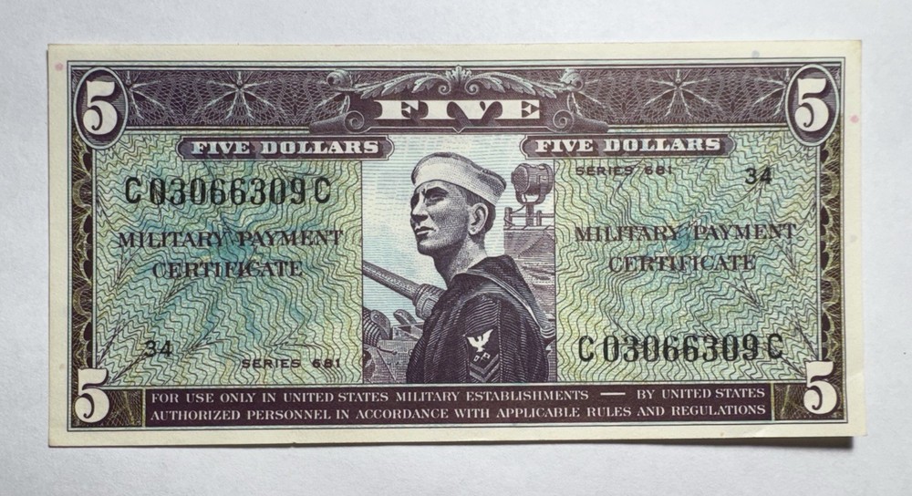 US MPC 5 Dollars Series 681 AU