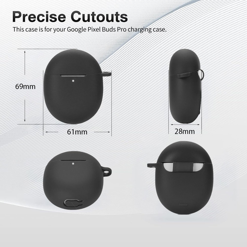 Sleek Black Shockproof Case for Google Pixel Buds Pro & Pro 2 with Cleaning Kit