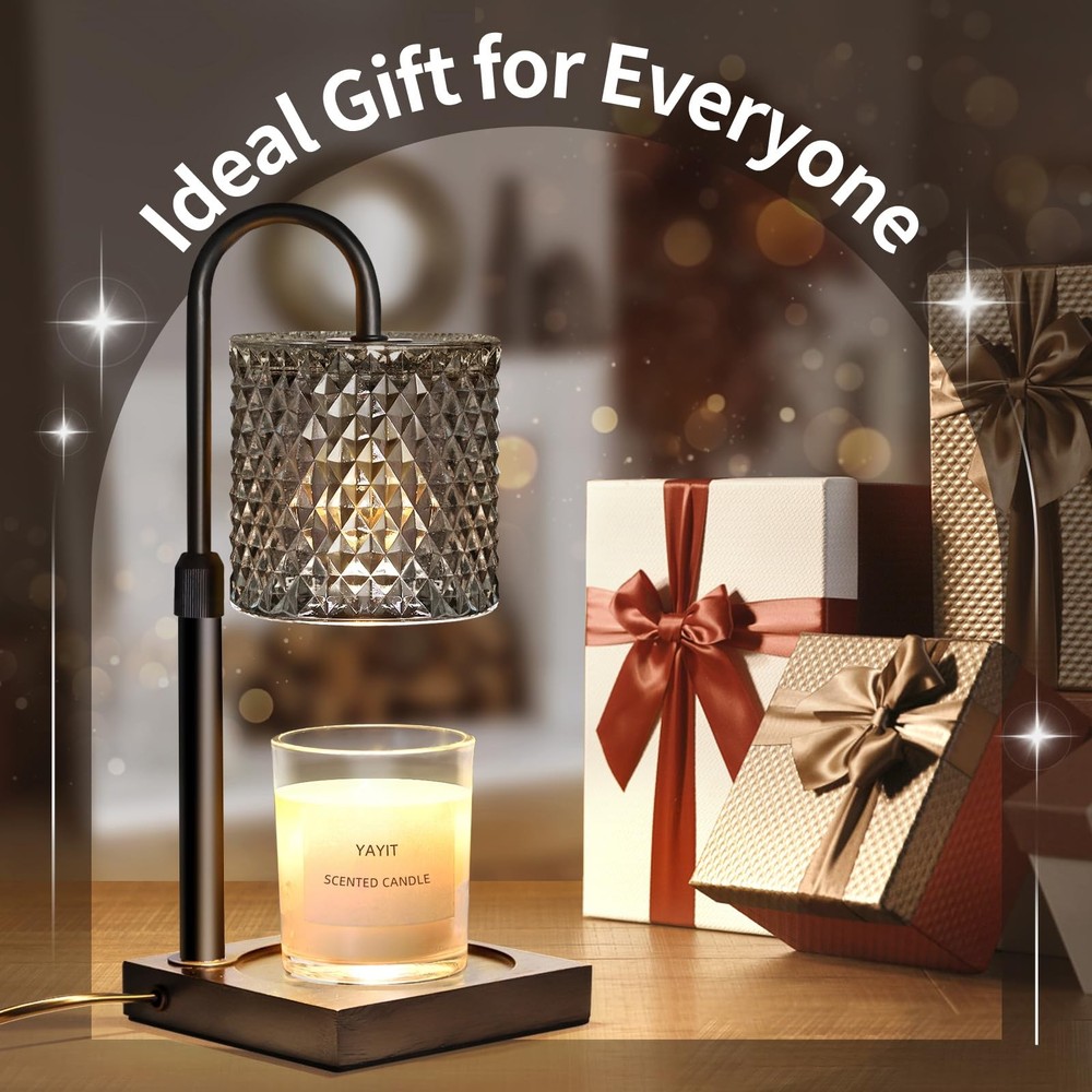 YAYIT Candle Warmer Lamp with Timer Dimmer Adjustable Height, Black
