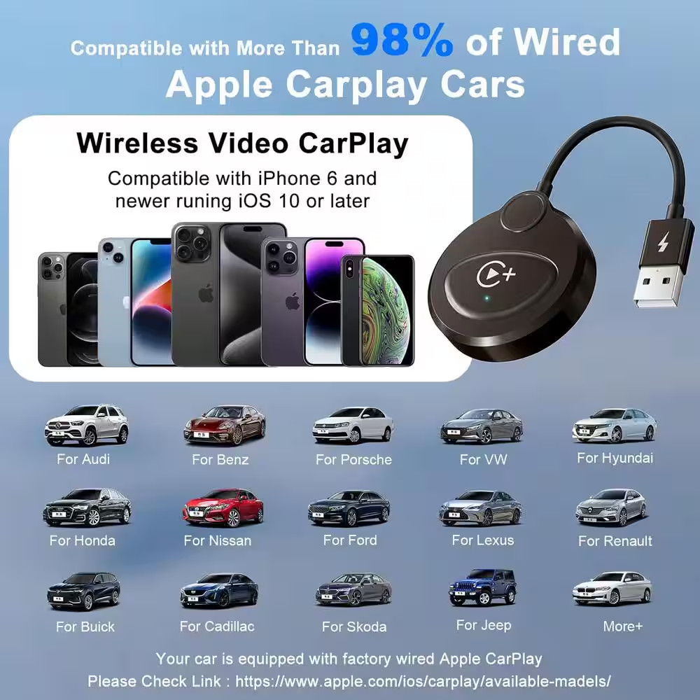Wireless Carplay Adapter with Built-In Youtube Netflix, Easy Plug and Play