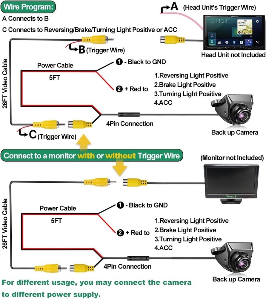 Versatile Waterproof Reverse Backup Camera with Adjustable Angle & Dynamic Line