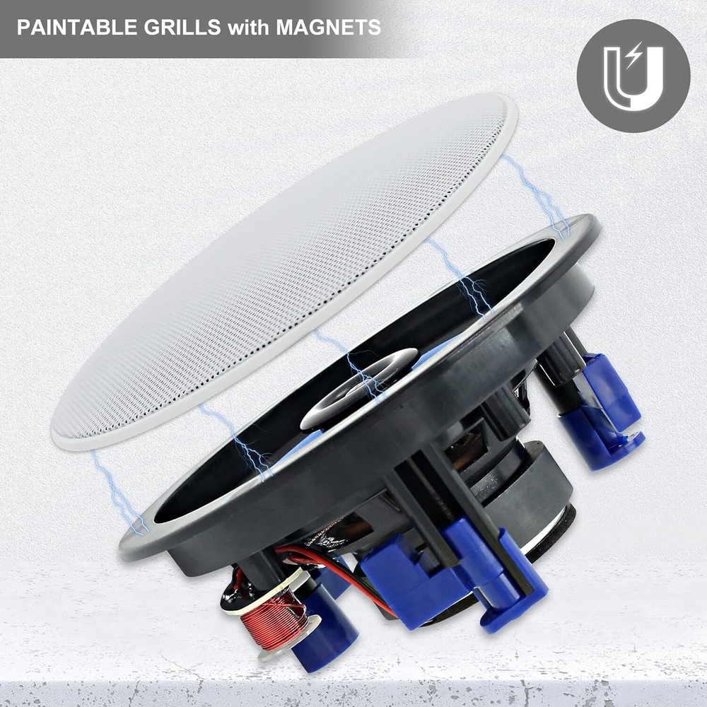 Herdio 2X4" Bluetooth Kitchen Ceiling Speakers 160W +Wall USB Amplifier Receiver