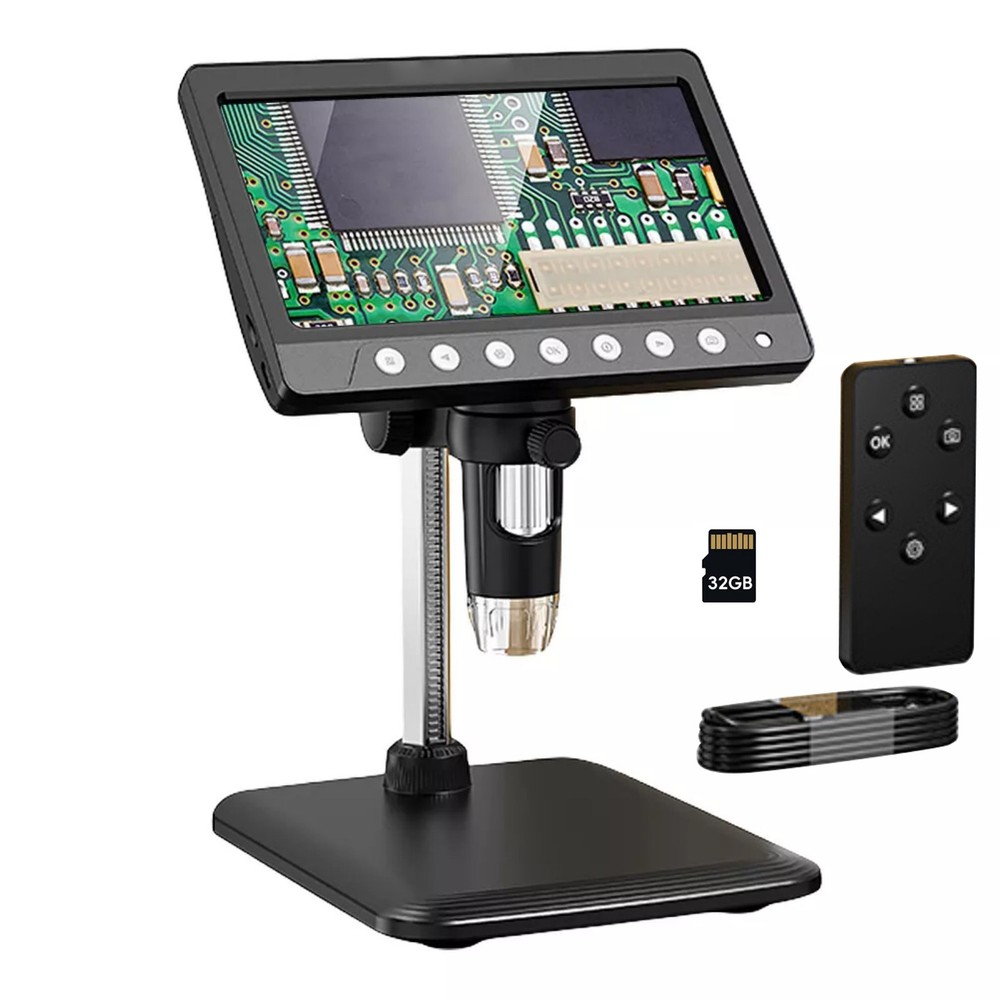 Durable 1200X 1080P Video Focusing Digital Microscope Camera With 7 "IPS Screen