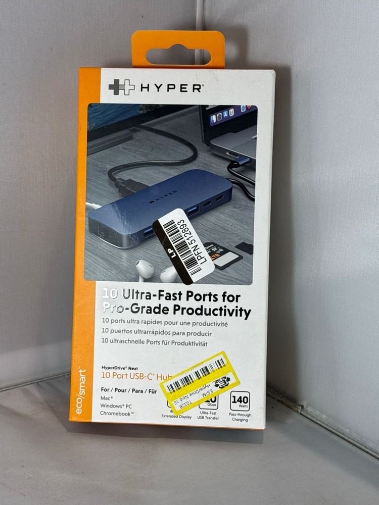 sealed Hyper - HyperDrive Next 10 Port USB-C Hub- MacBook/PC - HD4005GL - Blue