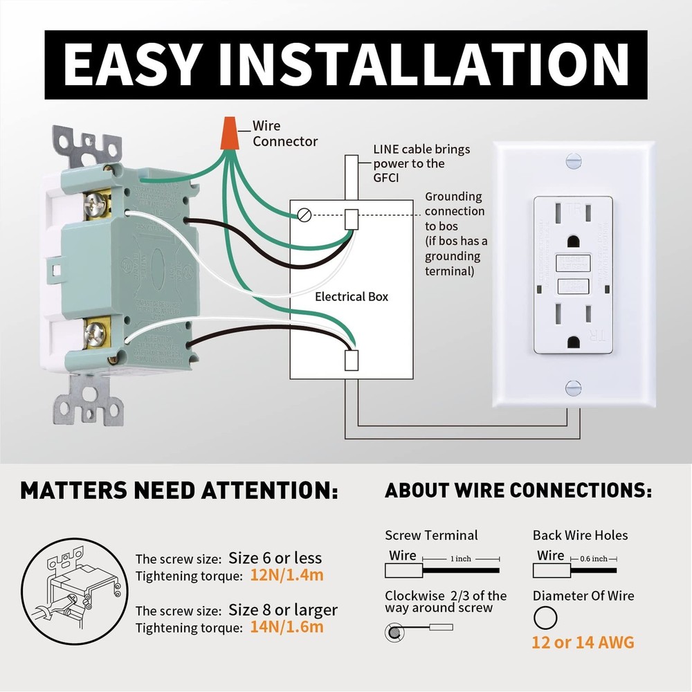 GFCI Combination Switch Tamper-Resistant Receptacle with LED Indicator, 15-Amp
