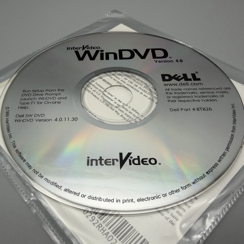 Vintage 1999 InterVideo WinDVD 4.0 Software For Computers DVD Player Dell SEALED