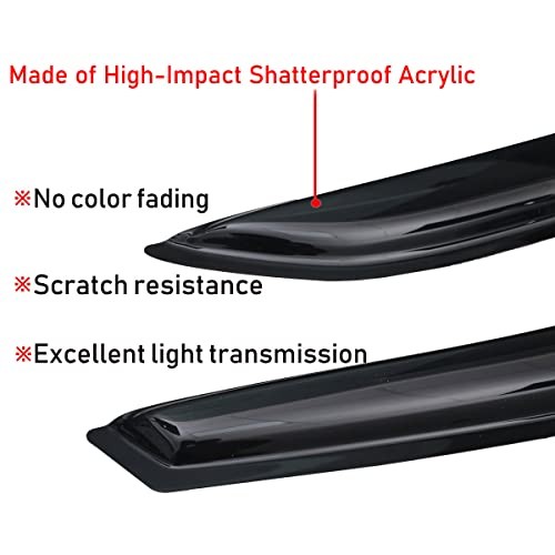 Lightronic Extra Durable Outside-Mount Auto Vent Window Visor, Fits 2014-2018