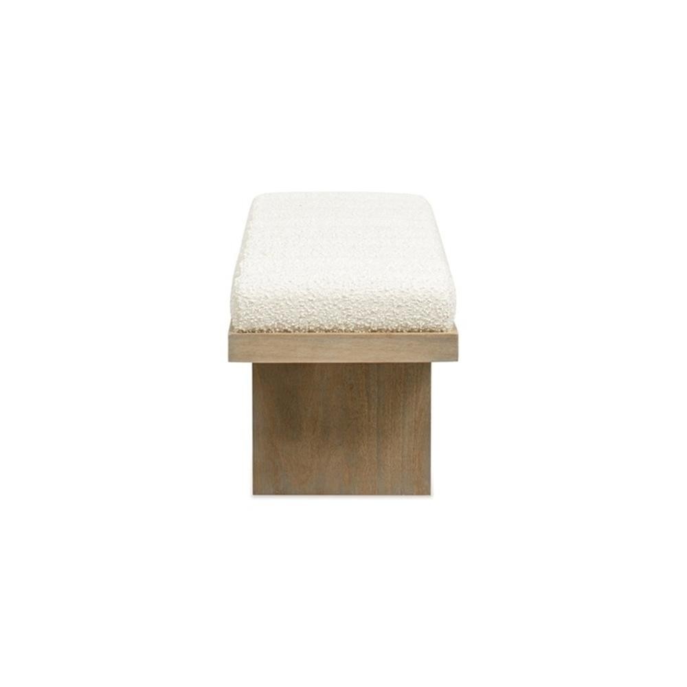 Bella 52" Upholstered Modern Accent Bench Ivory White Boucle