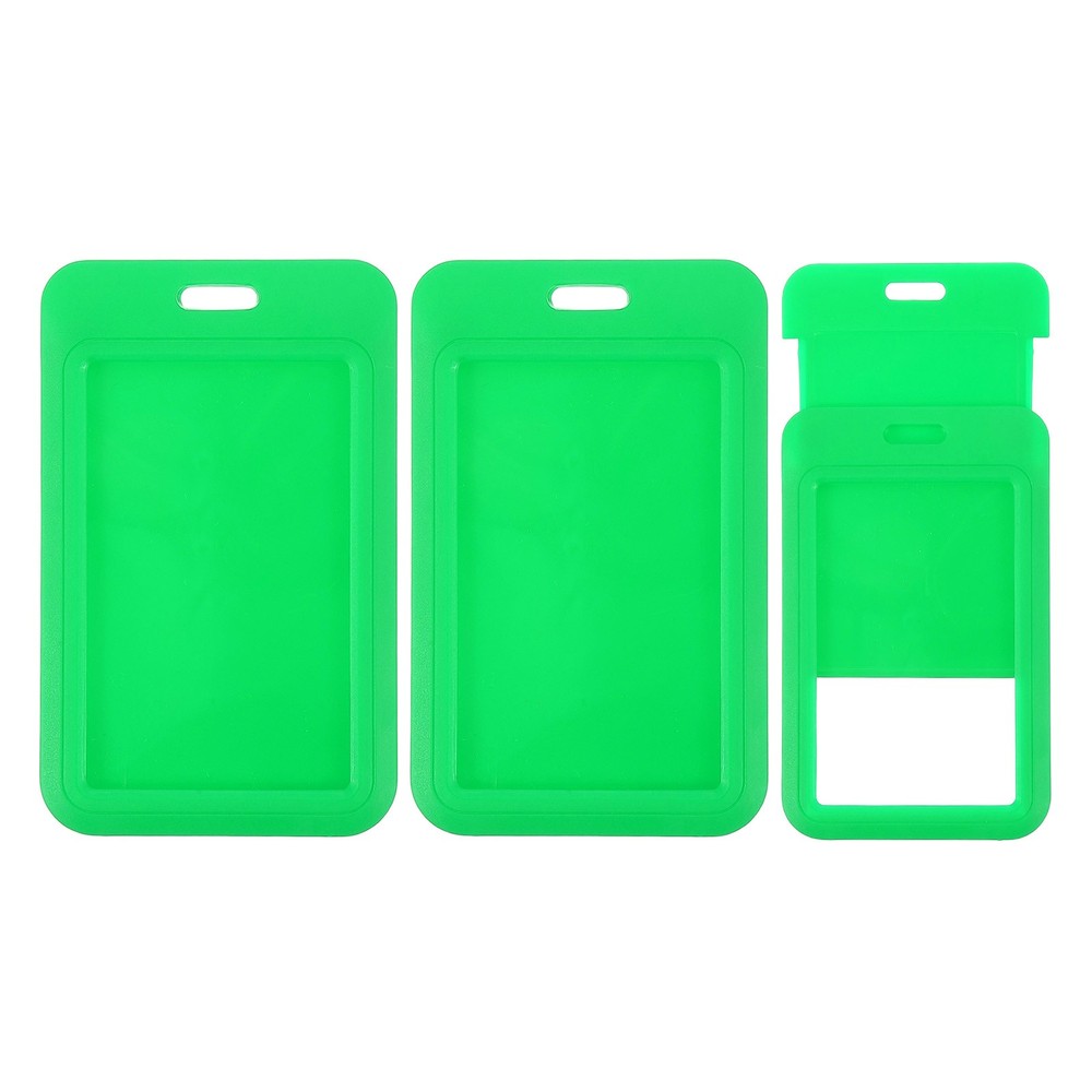 3 Pack Badge Holder, Plastic Vertical ID Protector Clips, Light Green