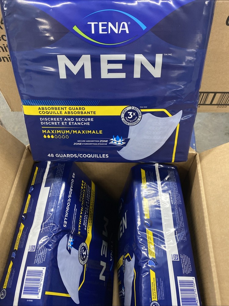 TENA Incontinence Guards for Men, Maximum Absorbency - 144 Count (3 X 48)