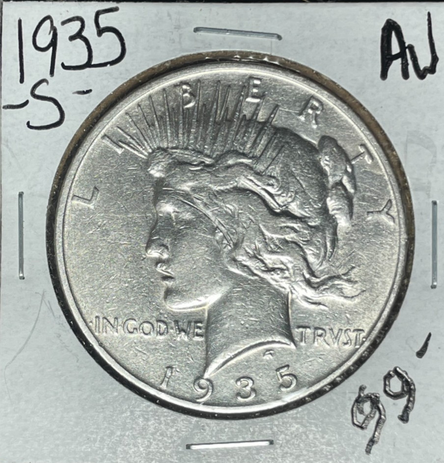 1935-S PEACE SILVER DOLLAR ~ AU    ~NICE COIN~