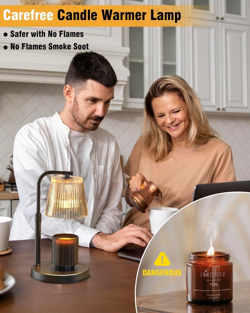 Candle Warmer Lamp Adjustable Height 6" Timer Dimmable - Safe Wax Melter