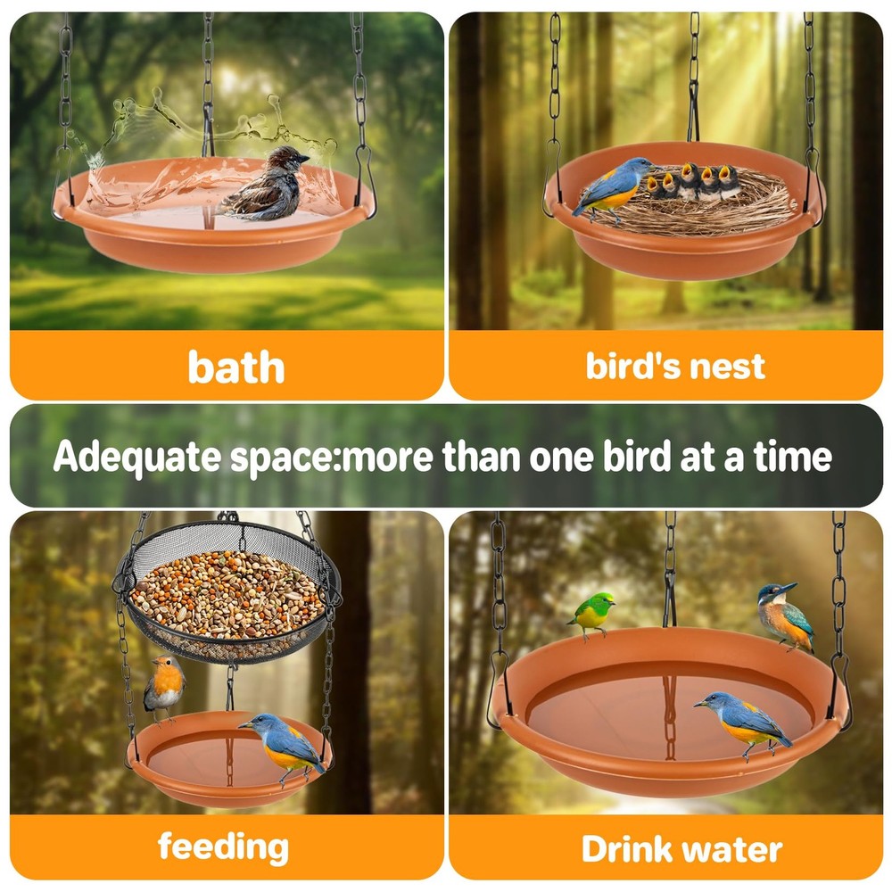 RAINFLOW Hanging Bird Bath for Outdoors - Feeder Outside,...