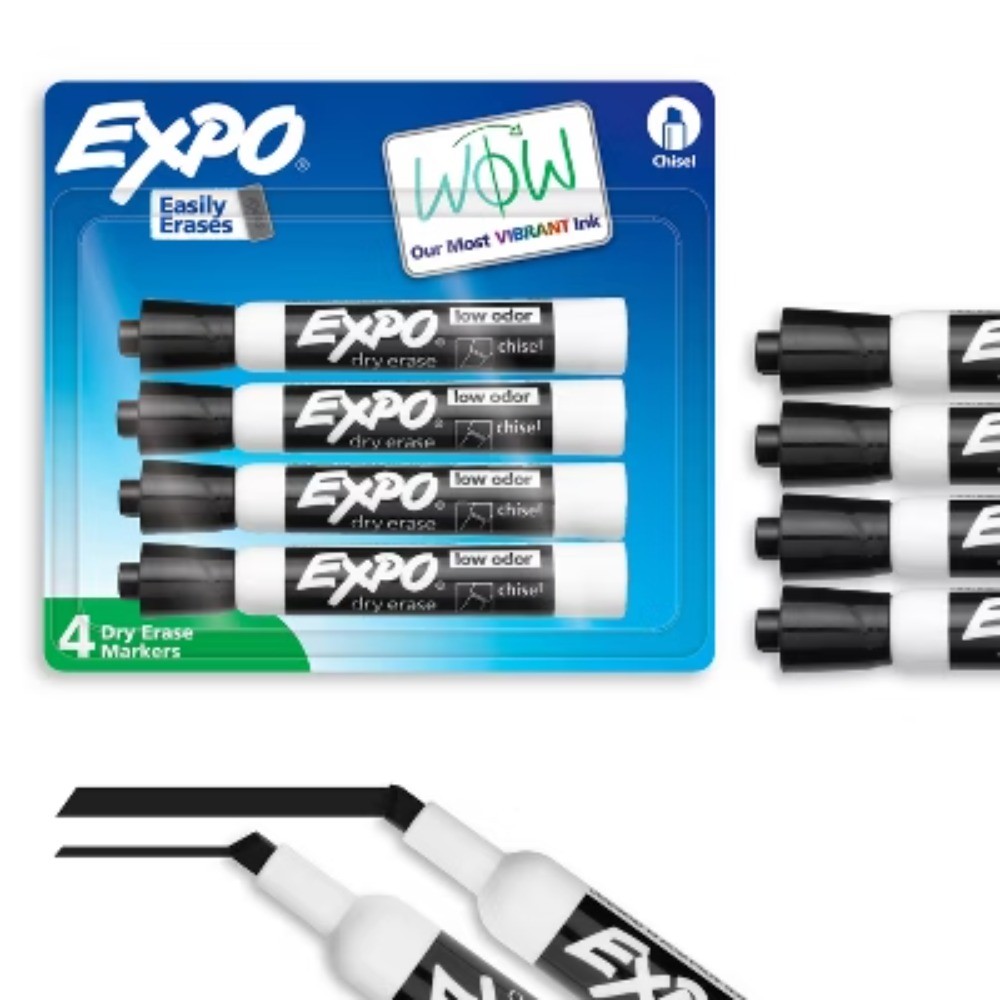 Expo 4pk Dry Erase Markers Chisel Tip Black