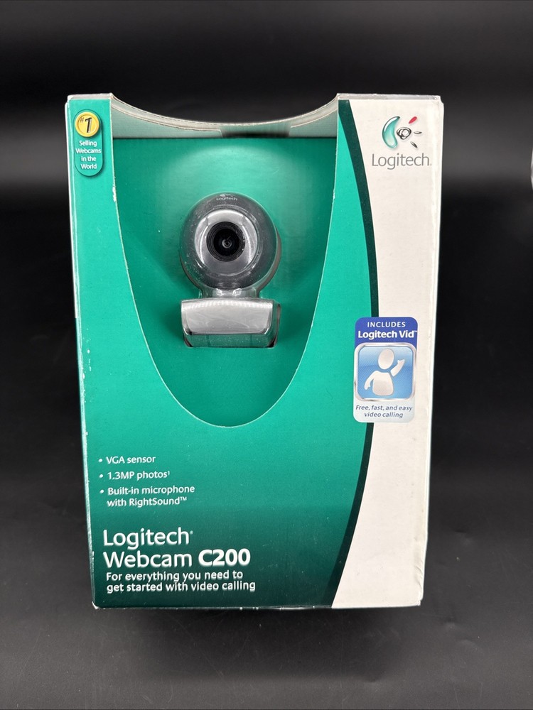 Logitech Webcam C200 USB V-U0011 Grey Black Manual Focus TESTED