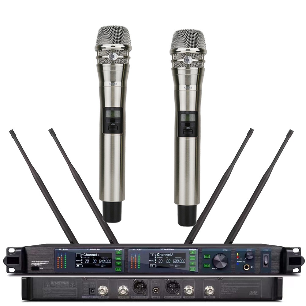 Advanced Silver 2 KSM8 Handheld Wireless Microphone System Stage DJ Karaoke Sing