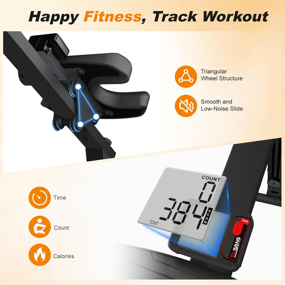 TOUSAINS 3 in 1 Ab Machine, Foldable Rowing Machine & Cable System, Core Trainer