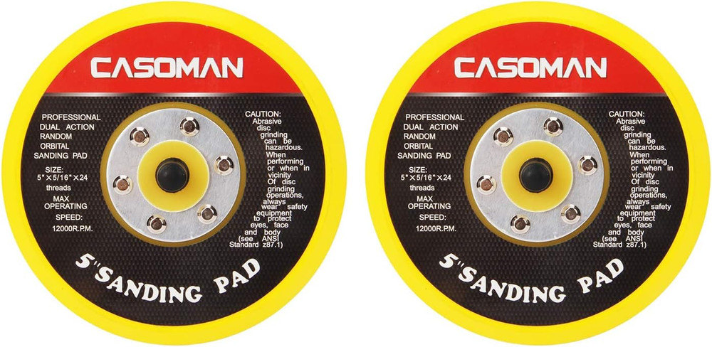 CASOMAN 5-Inch DA Polisher & Sander Pad - Hook & Loop Face - Random Orbital Back