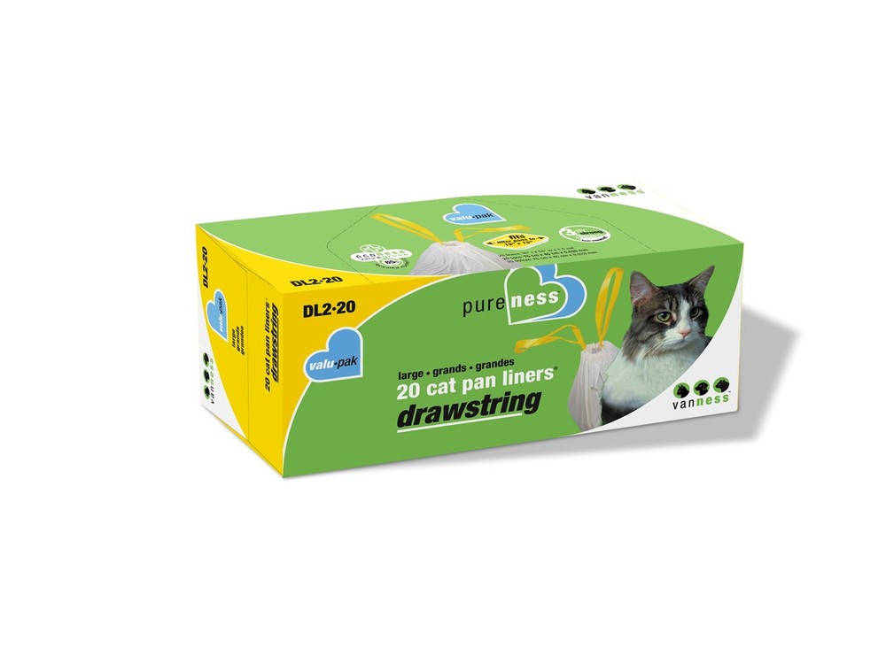 Van Ness Pets Drawstring Cat Litter Box Liners, Unscented, Large Size,