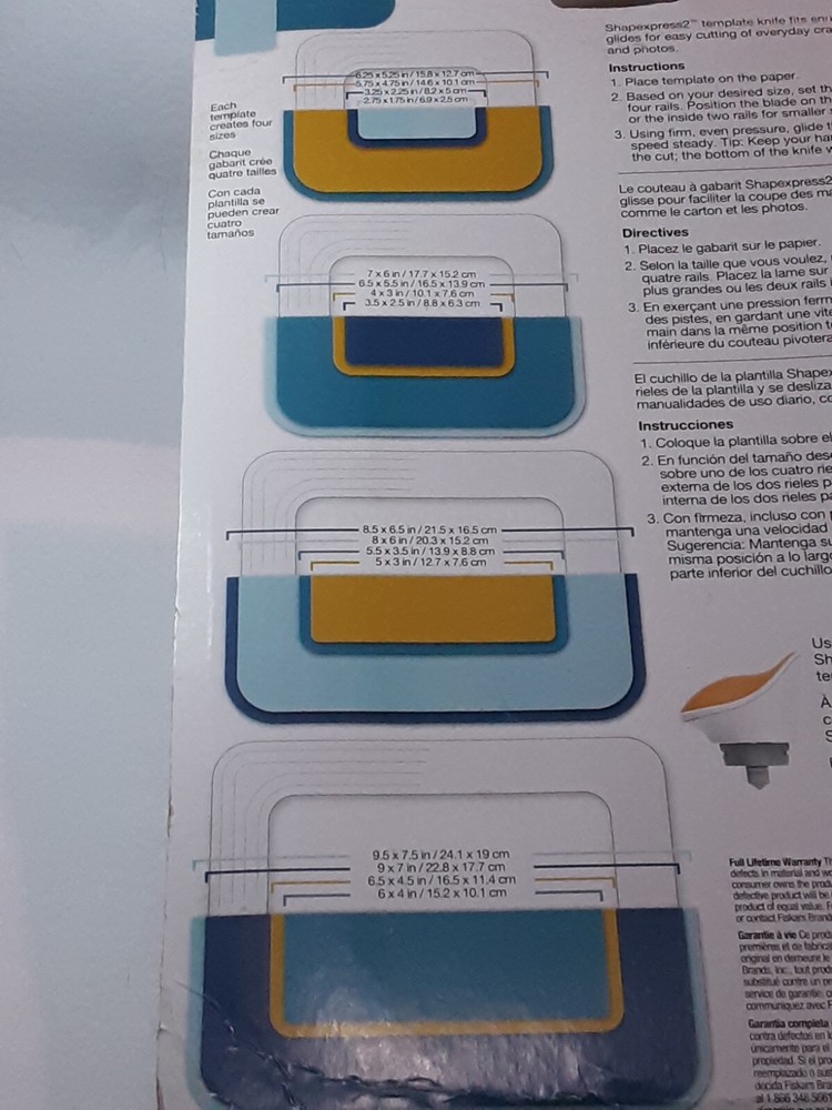 Fiskars Shapexpress 2 Rectangle Templates use w/shapexpress knife NOT included