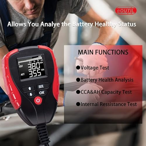 12V Car Battery Tester, Auto Battery Load Analyzer with LCD Display - Test red