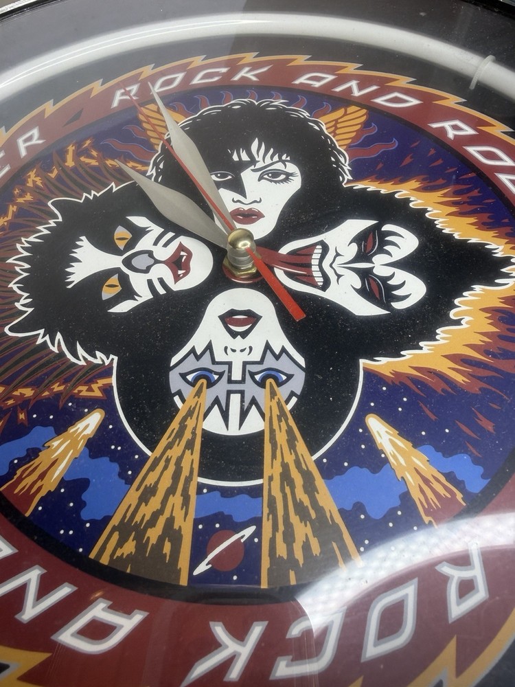 Kiss - Rock and Roll Over Wall Neon Clock ~ Red Light, 15"