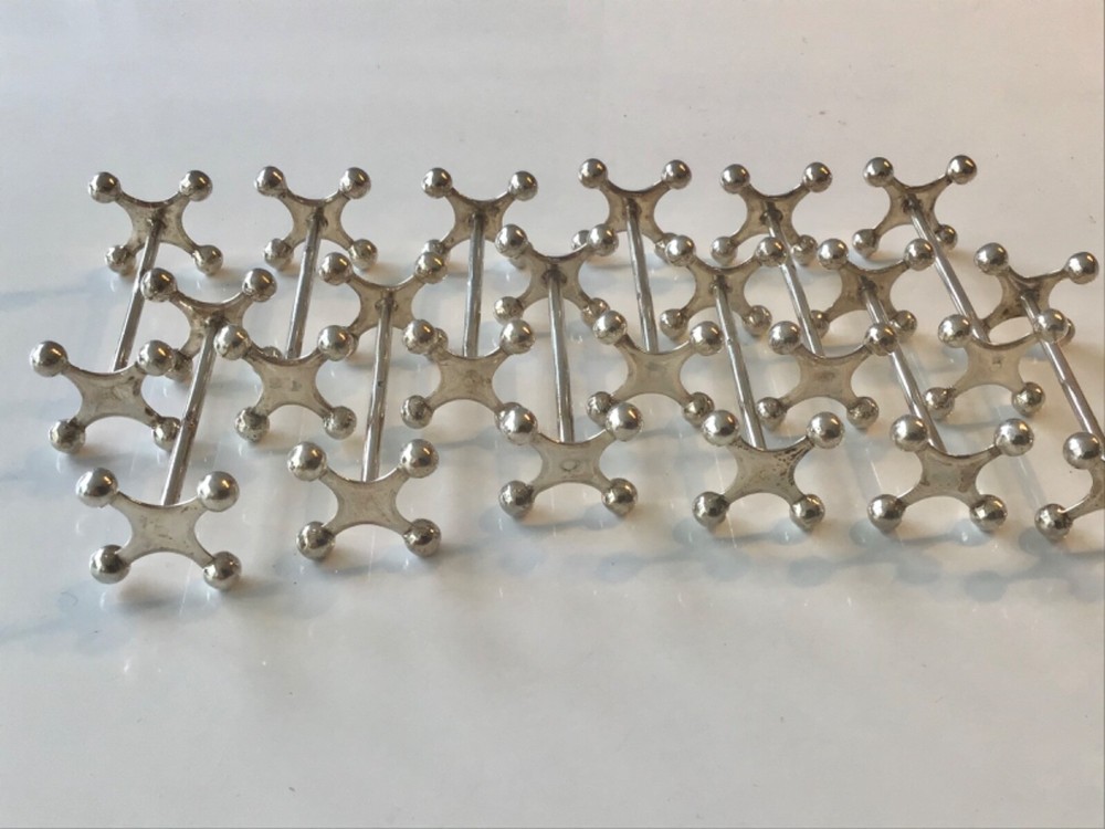 Antique Rare Dutch silver knife rest 12/PS “ Boules” Pattern