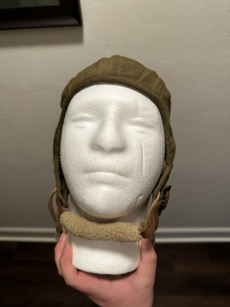 WWII Named Type A-9 Air Force US Army Flight Cap Hat Canvas