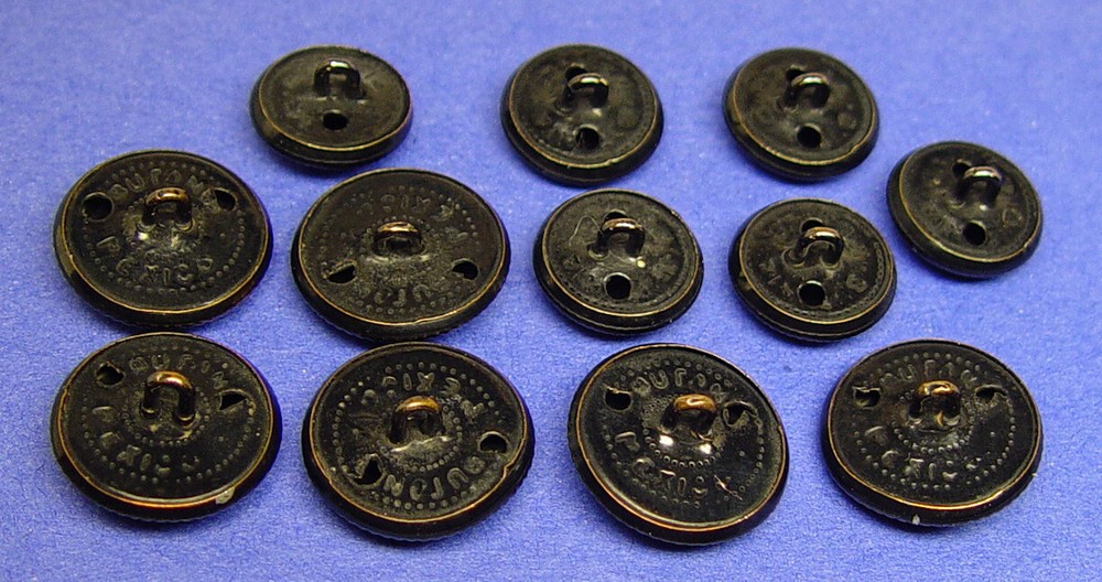 CELSO CELLINI Replacement buttons 12 black anodized effect metal, fair used cond