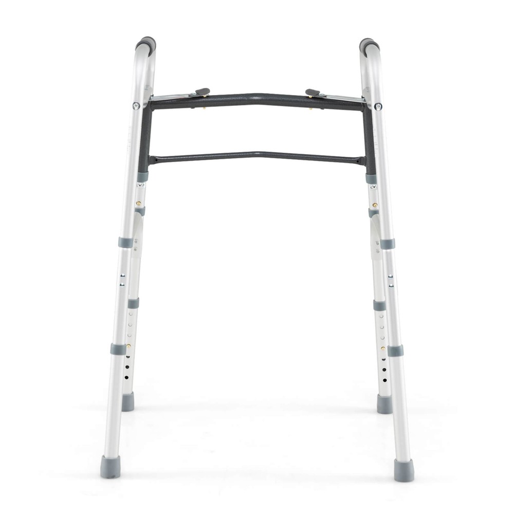 2-Button Folding Walker, 7-Level Adjustable Height, Lightweight Aluminum