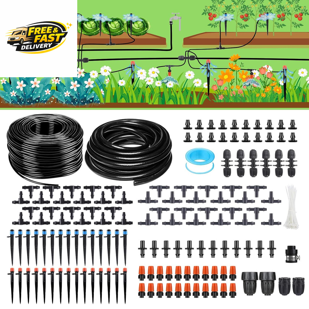 256FT Automatic Drip Irrigation System Kit,Automatic Garden Watering Misting Sys