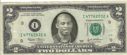 Cowboys Deion Sanders  $2 Bill Mint Celebrity  49ers