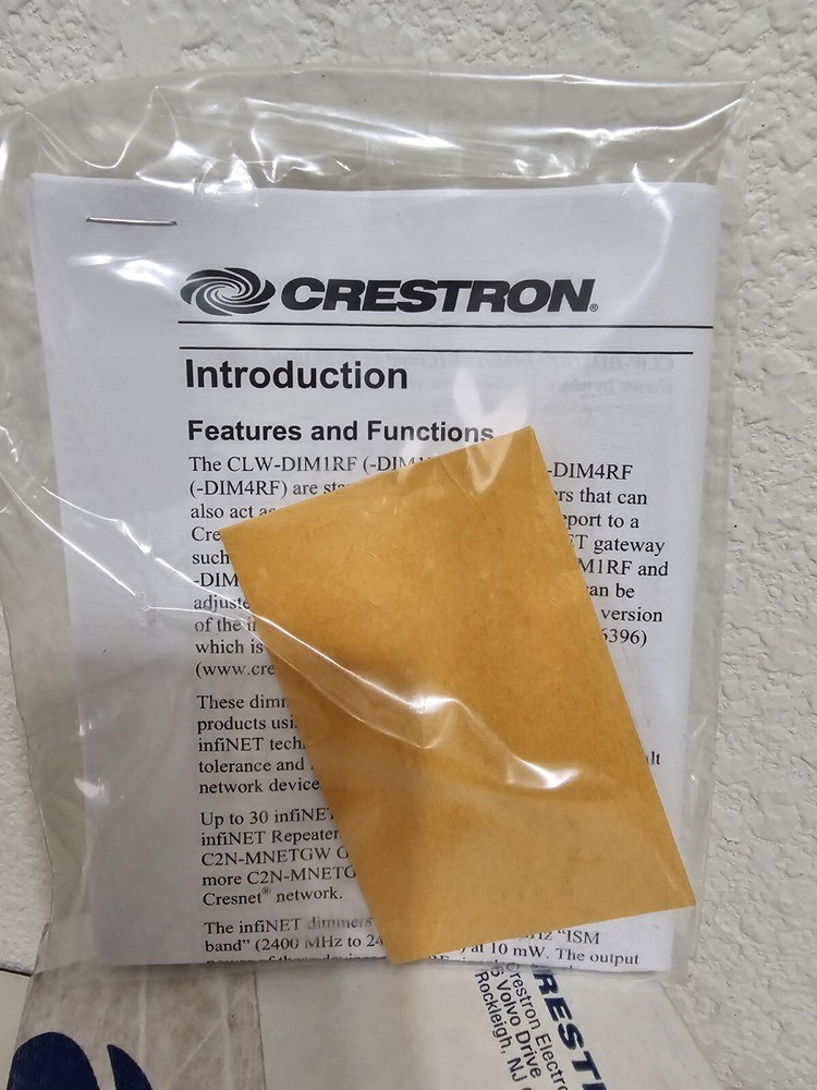 Crestron CLW-DIMS1RFW Wall Box Master Dimmer Switch White 1 Button New