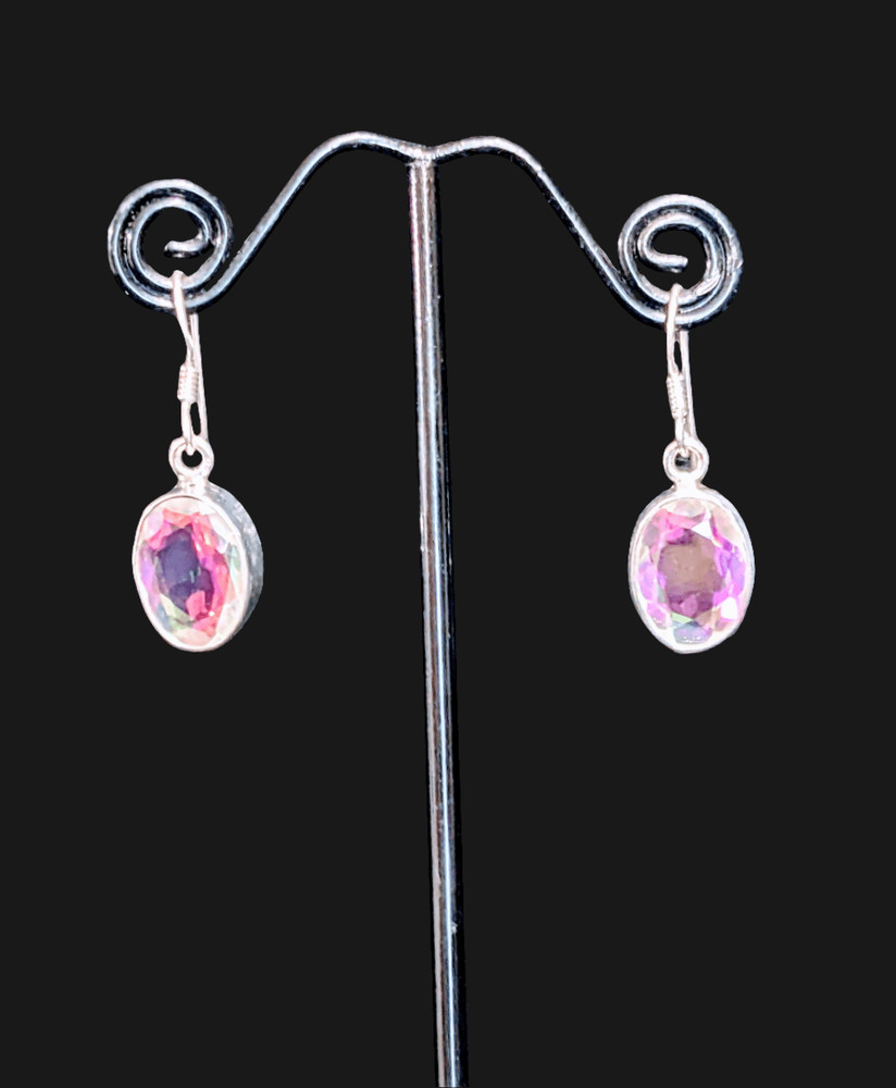 Iridescent White Rainbow Topaz Earrings