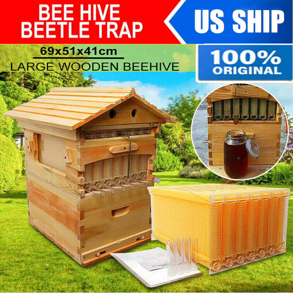 7 Pcs Auto Seep Honey Hive Beehive Frames Or 2 Layer Beekeeping Wooden House