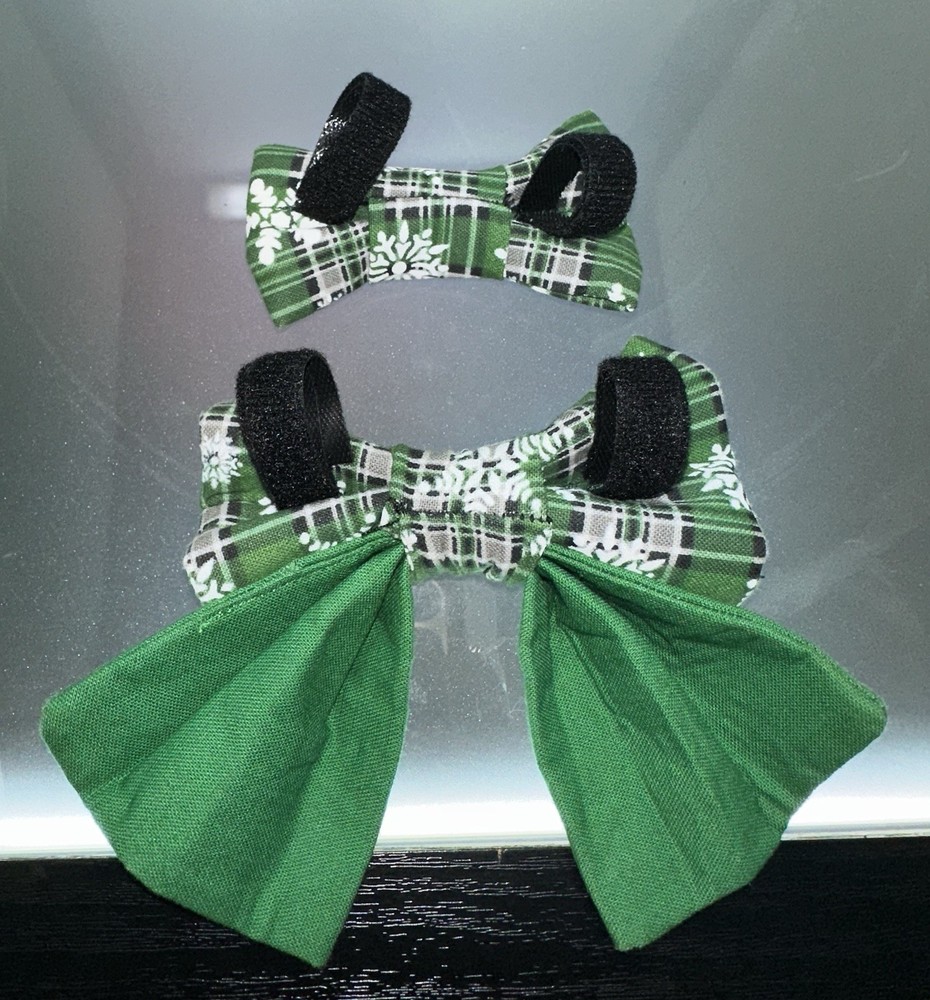 Handmand Over The collar Pet Bow Bundle #2 - (Christmas Plaid Pattern) - New