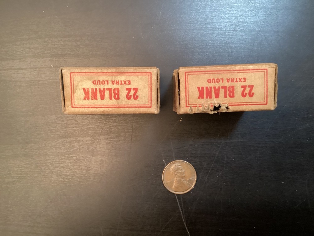 2 Small Winchester 22 Blank Cartridges Paper Boxes Empty