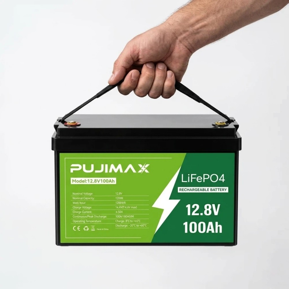 12V 100Ah LiFePO4 Lithium Battery Cycle Deep Built-in BMS for Solar RV Off-grid