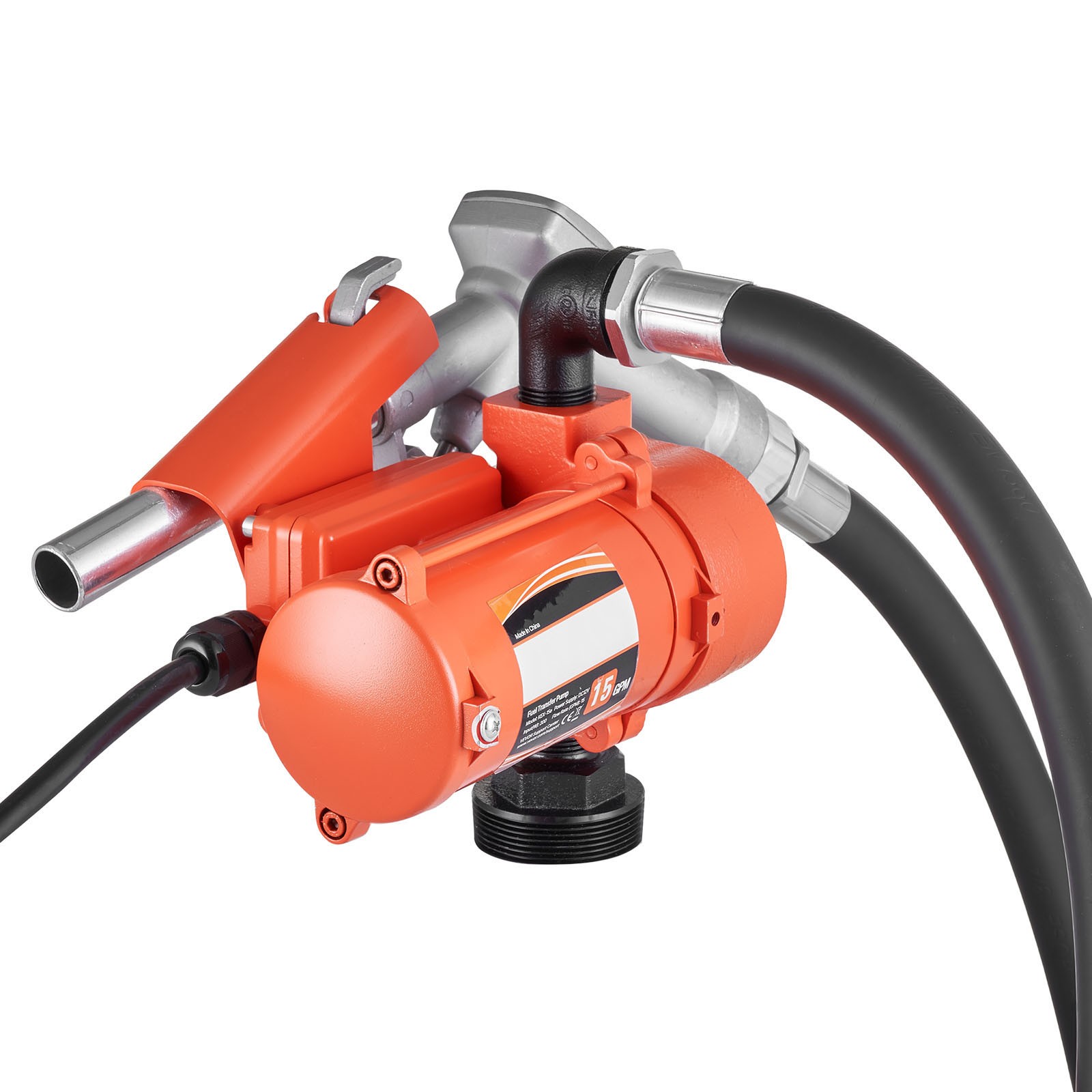 12V DC Fuel Transfer Pump,15 GPM Diesel and Gasoline Pump with Manual Nozzl