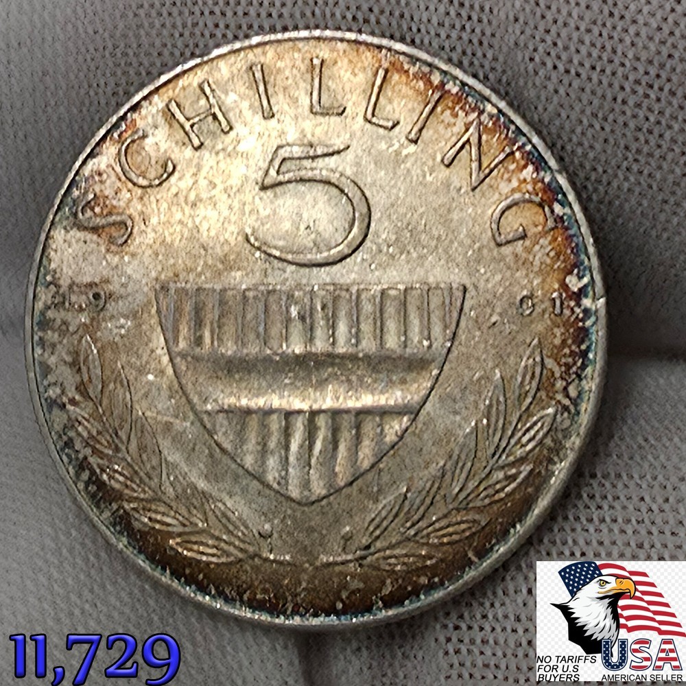 1961 AUSTRIA Silver 5 SCHILLING 5S