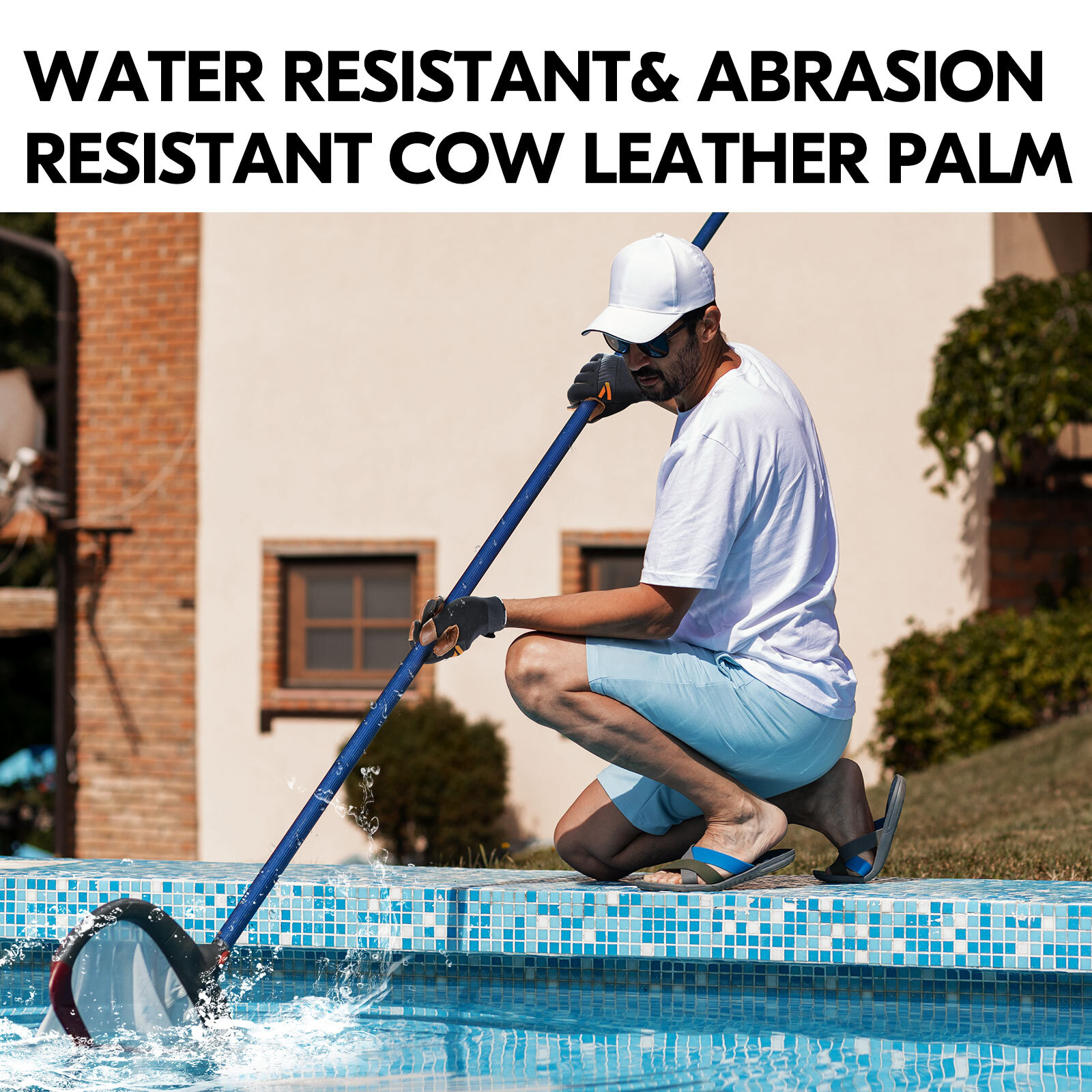 Vgo1Pair Safety Leather Mechanics Gloves,Anti-Vibration,Water Resistant(CA9765WP