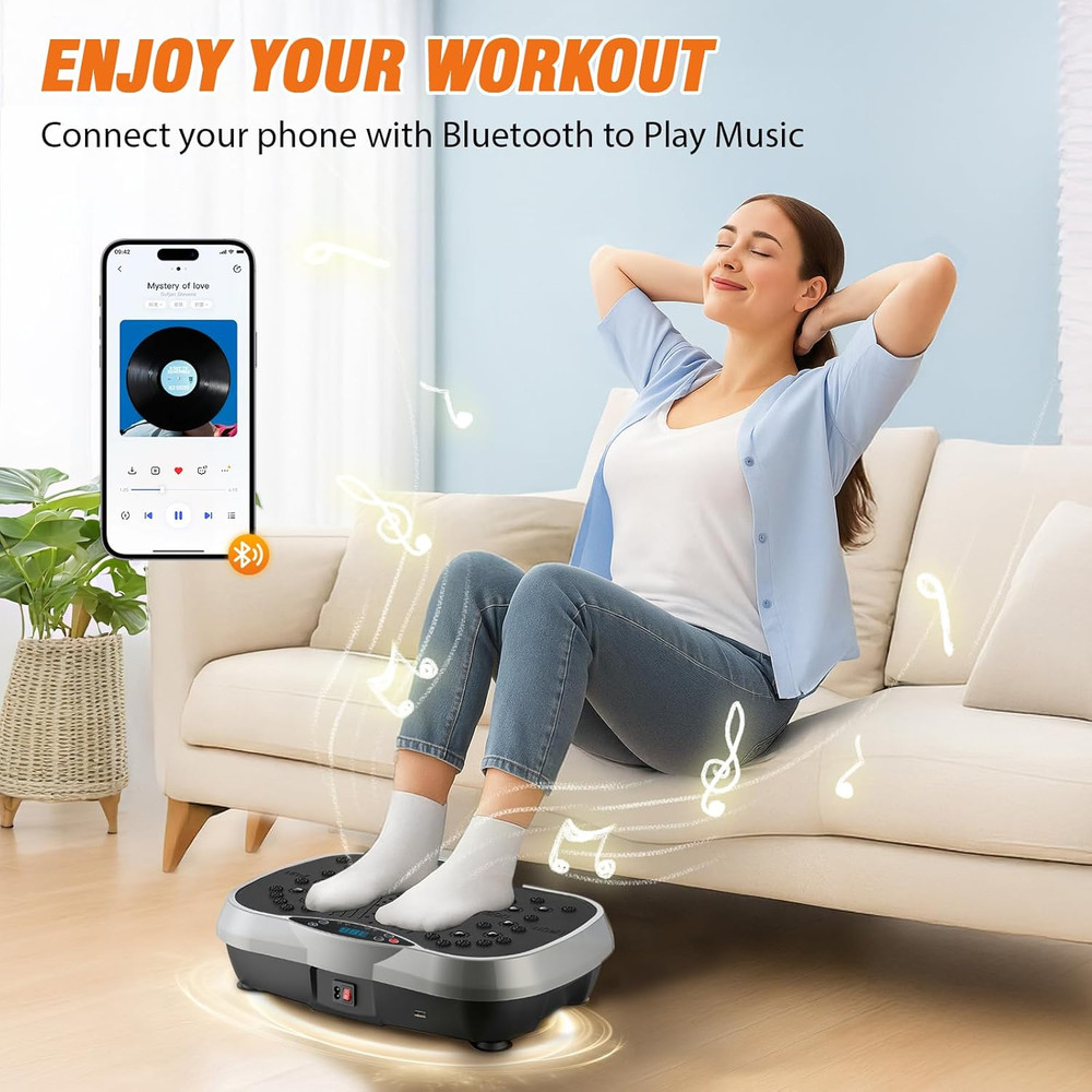 Vibration Plate Exercise Machine, 6 Workout Modes & 120-Level Vibration Platform