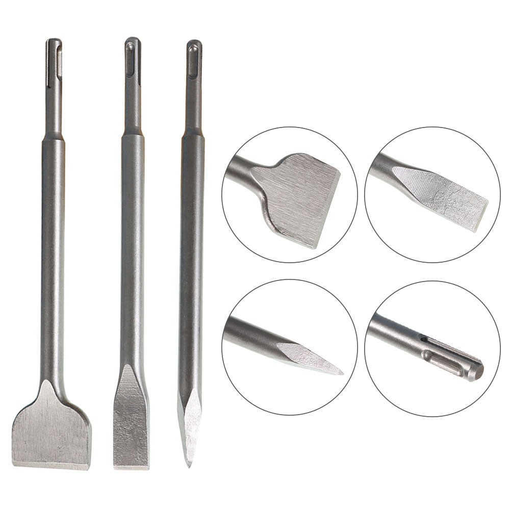 6-Pack Concrete Drill Bit Set Includes Point Chisel + 20mm & 40mm Flat Chisel