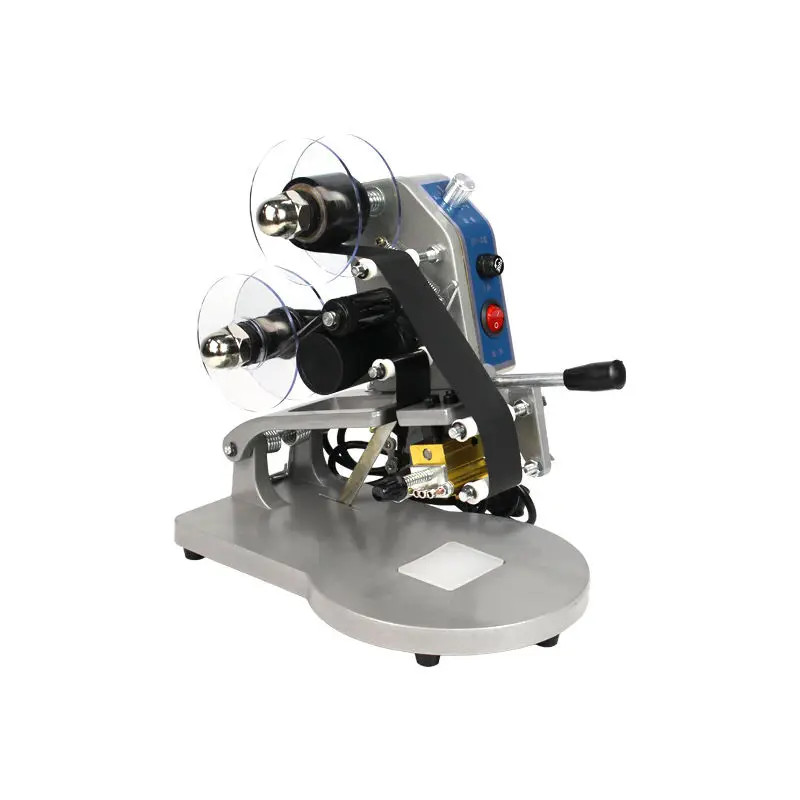 Manual portable date coding printer, hand pressed ribbon coding machine