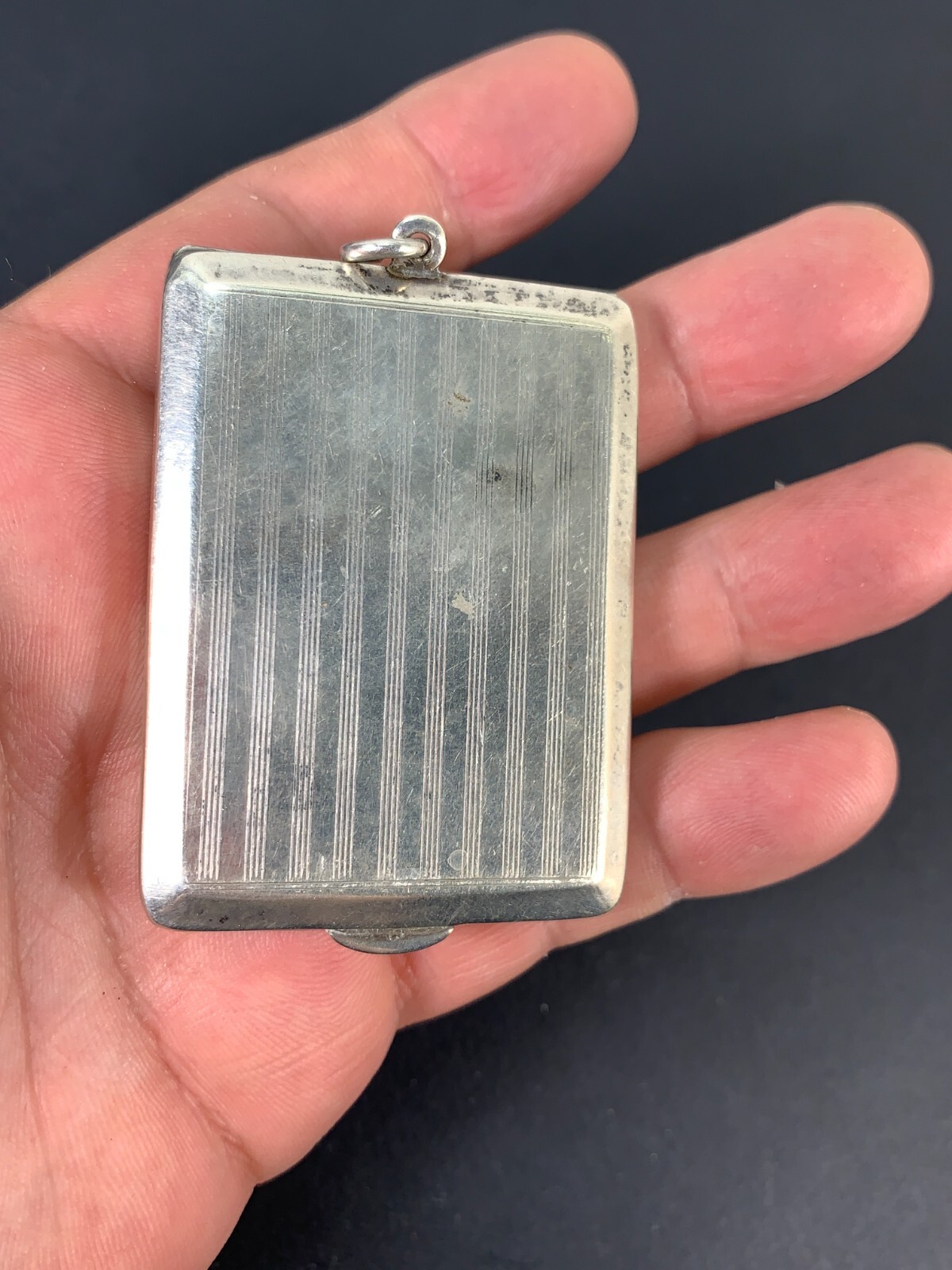 silver engine turned rectangular note/cigarette case, Birmingham 1925