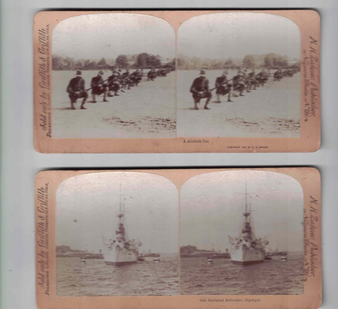 Lot Of 4 - Spanish American War Real Photograph Stereoviews USS Olympia & More
