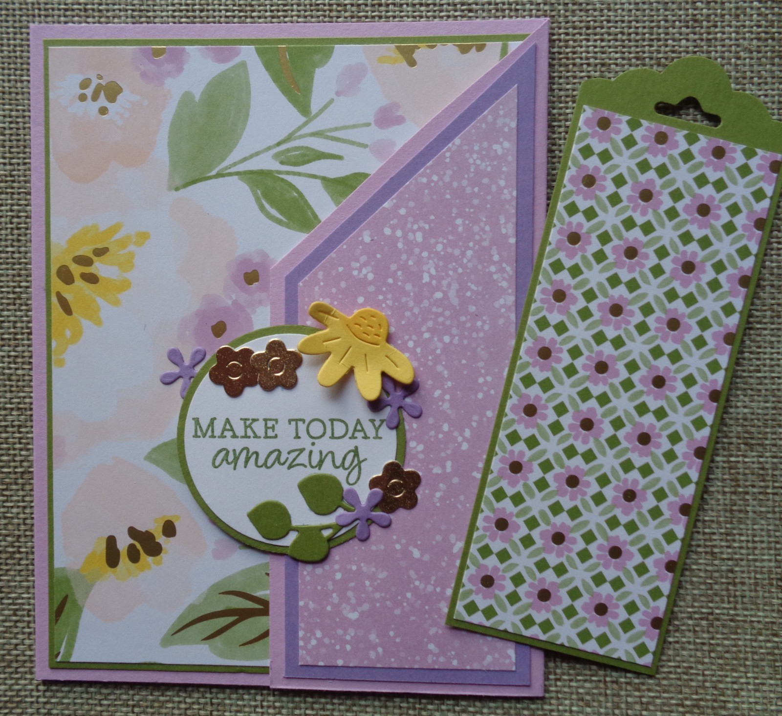 Stampin Up! Card Kit & Bookmark LOVELY & BEAUTIFUL DSP Sweet MAKE TODAY AMAZING